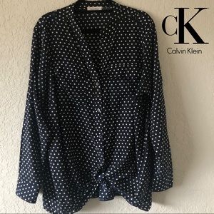 Calvin Klein Polka Dot Button Down Blouse
